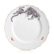 Speiseteller, Ming-Drache Style, schwarz, Goldrand, ø 28 cm