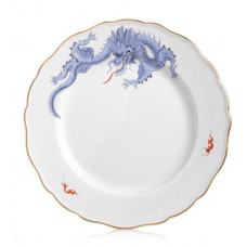 Speiseteller, Ming-Drache Style, hellblau, Goldrand, ø 28 cm