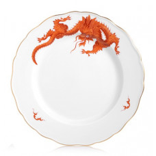 Speiseteller, Ming-Drache Style, rot, Goldrand, ø 28 cm