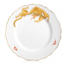 Speiseteller, Ming-Drache Style, gelb, Goldrand, ø 28 cm