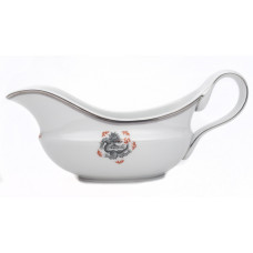 Sauciere, Mingdrachen ohne Kante, schwarz, Faden, schwarz und platin, V 0,15 l