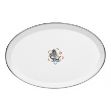 Platte, oval, Mingdrachen ohne Kante, schwarz, Faden, schwarz und platin, L 29 cm
