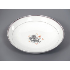 Schale, Mingdrachen ohne Kante, schwarz, Faden, schwarz und platin, ø 22,5 cm