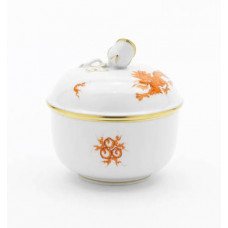 Zuckerdose, Ming-Drache, Dekorelemente, leicht, rot, Goldrand, Ø 9 cm