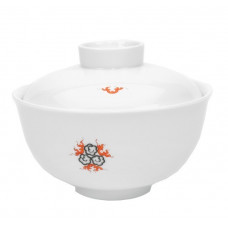 Sch&uuml;ssel m.Deck., Ming-Drache, Medaillon, ohne Kante, schwarz, H 9,4 cm