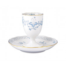 Eierbecher, Indische Malerei 2 mit Kante, hellblau, Goldpunkte, Goldrand, H 8,5 cm