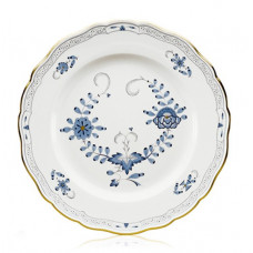 Speiseteller, Indische Malerei 2 mit Kante, hellblau, Goldpunkte, Goldrand, ø 28 cm