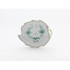 Konfektblatt, Indische Malerei 2 mit Kante, grün, Goldpunkte, Goldrand, L 22 cm