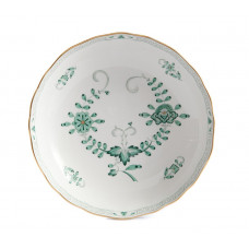 Beilageschale rund, Indische Malerei 2 mit Kante, grün, Goldpunkte, Goldrand, ø 25 cm