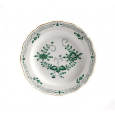 Teller, Indische Malerei 2 mit Kante, grün, Goldpunkte, Goldrand, ø 12 cm