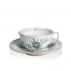 Teetasse m.U., Indische Malerei 2 mit Kante, grün, Goldpunkte, Goldrand, V 0,20 l