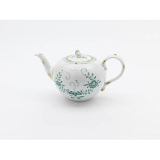 Teekanne, Indische Malerei 2 mit Kante, grün, Goldpunkte, Goldrand, V 1,25 l