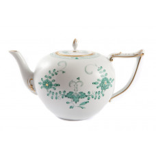 Teekanne, Indische Malerei 2 mit Kante, grün, Goldpunkte, Goldrand, V 1,00 l