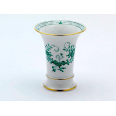 Vase, Indische Malerei 2 mit Kante, grün, Goldpunkte, Goldrand, H 10,5 cm