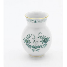 Vase, Indische Malerei 2 mit Kante, grün, Goldpunkte, Goldrand, H 10,5 cm