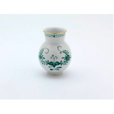 Vase, Indische Malerei 2 mit Kante, grün, Goldpunkte, Goldrand, H 12,5 cm