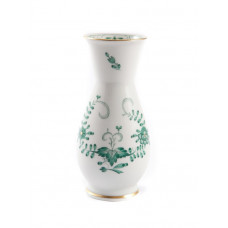 Vase, Indische Malerei 2 mit Kante, grün, Goldpunkte, Goldrand, H 14,5 cm