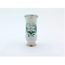 Vase, Indische Malerei 2 mit Kante, grün, Goldpunkte, Goldrand, H 14 cm