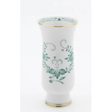 Vase, Indische Malerei 2 mit Kante, grün, Goldpunkte, Goldrand, H 17 cm