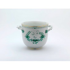 Blumentopf, Indische Malerei 2 mit Kante, grün, Goldpunkte, Goldrand, H 18 cm