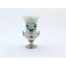 Vase, Indische Malerei 2 mit Kante, grün, Goldpunkte, Goldrand, H 18,5 cm