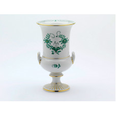 Vase, Indische Malerei 2 mit Kante, grün, Goldpunkte, Goldrand, H 23 cm