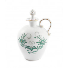 Likörflasche, Indische Malerei 2 mit Kante, grün, Goldpunkte, Goldrand, V 0,30 l