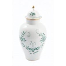 Vase, Indische Malerei 2 mit Kante, grün, Goldpunkte, Goldrand, H 24,5 cm