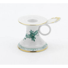 Leuchter, Indische Malerei 2 mit Kante, grün, Goldpunkte, Goldrand, H 7 cm