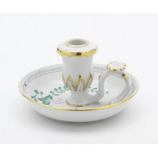 Leuchter, Indische Malerei 2 mit Kante, grün, Goldpunkte, Goldrand, H 7 cm