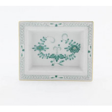 Vide-poche klein, Indische Malerei 2 mit Kante, grün, Goldpunkte, Goldrand, 12,3 x 10 cm