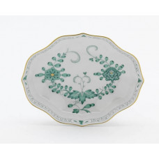 Sch&auml;lchen, Indische Malerei 2 mit Kante, gr&uuml;n, Goldpunkte, Goldrand, L 16 cm