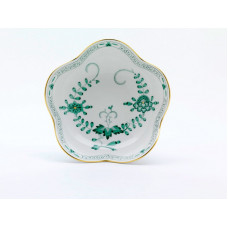 Sch&auml;lchen, Indische Malerei 2 mit Kante, gr&uuml;n, Goldpunkte, Goldrand, &oslash; 14 cm