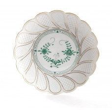 Schale, Indische Malerei 2 mit Kante, grün, Goldpunkte, Goldrand, ø 23 cm
