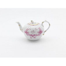 Teekanne, Indische Malerei 2, mit Kante, purpur, Goldpunkte, Goldrand, V 1,00 l