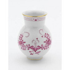 Vase, Indische Malerei 2, mit Kante, purpur, Goldpunkte, Goldrand, H 12,5 cm