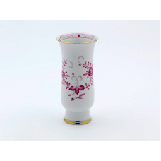 Vase, Indische Malerei 2, mit Kante, purpur, Goldpunkte, Goldrand, H 17 cm