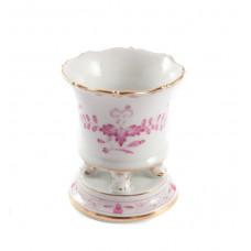 Vase, Indische Malerei 2, mit Kante, purpur, Goldpunkte, Goldrand, H 8,5 cm