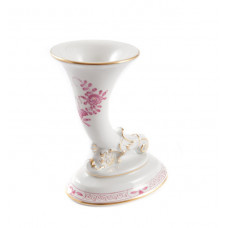 Vase, Indische Malerei 2, mit Kante, purpur, Goldpunkte, Goldrand, H 11 cm