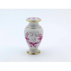 Vase, Indische Malerei 2, mit Kante, purpur, Goldpunkte, Goldrand, H 13 cm