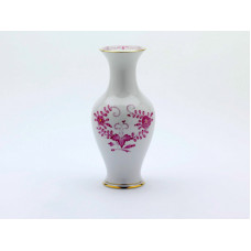 Vase, Indische Malerei 2, mit Kante, purpur, Goldpunkte, Goldrand, H 24 cm