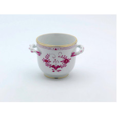 Blumentopf, Indische Malerei 2, mit Kante, purpur, Goldpunkte, Goldrand, H 11 cm