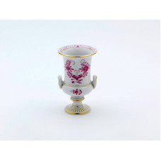 Vase, Indische Malerei 2, mit Kante, purpur, Goldpunkte, Goldrand, H 14 cm