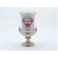 Vase, Indische Malerei 2, mit Kante, purpur, Goldpunkte, Goldrand, H 23 cm