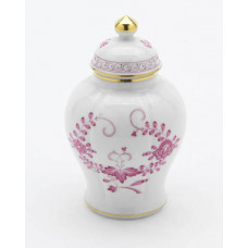 Vase, Indische Malerei 2, mit Kante, purpur, Goldpunkte, Goldrand, H 14,5 cm