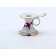 Leuchter, Indische Malerei 2, mit Kante, purpur, Goldpunkte, Goldrand, H 7 cm