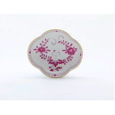 Sch&auml;lchen, Indische Malerei 2, mit Kante, purpur, Goldpunkte, Goldrand, L 14 cm