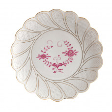 Schale, Indische Malerei 2, mit Kante, purpur, Goldpunkte, Goldrand, ø 29 cm