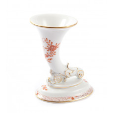 Vase, Indische Malerei 2 mit Kante, rot, Goldpunkte, Goldrand, H 11 cm