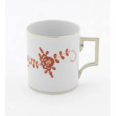 Kaffeebecher, Indische Malerei 2 mit Kante, rot, Goldpunkte, Goldrand, V 0,25 l